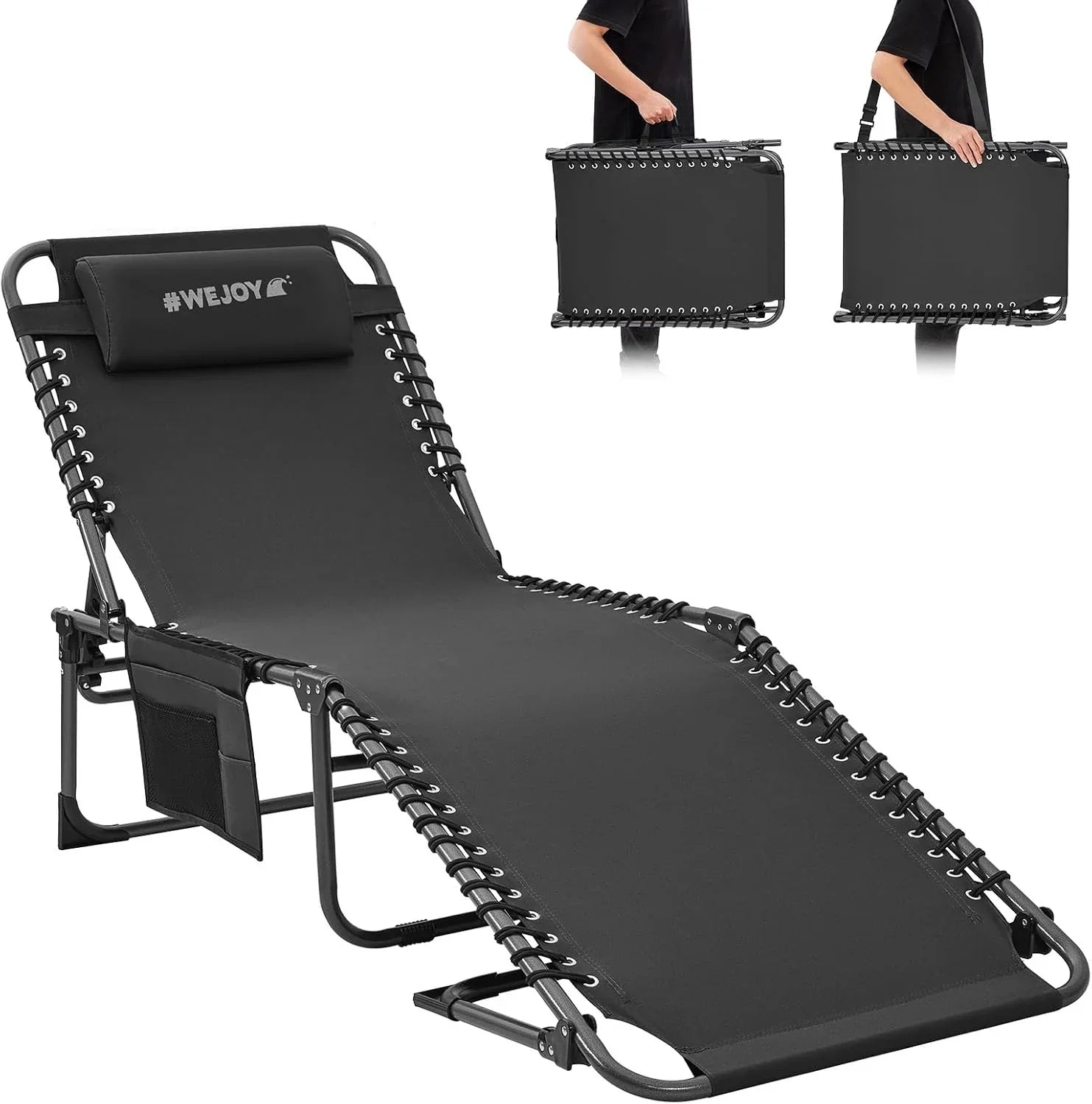 Lot de 2 chaises longues d'extérieur - Chaise longue pliante portable pour patio, piscine, camping, inclinable et réglable sur 5 positions