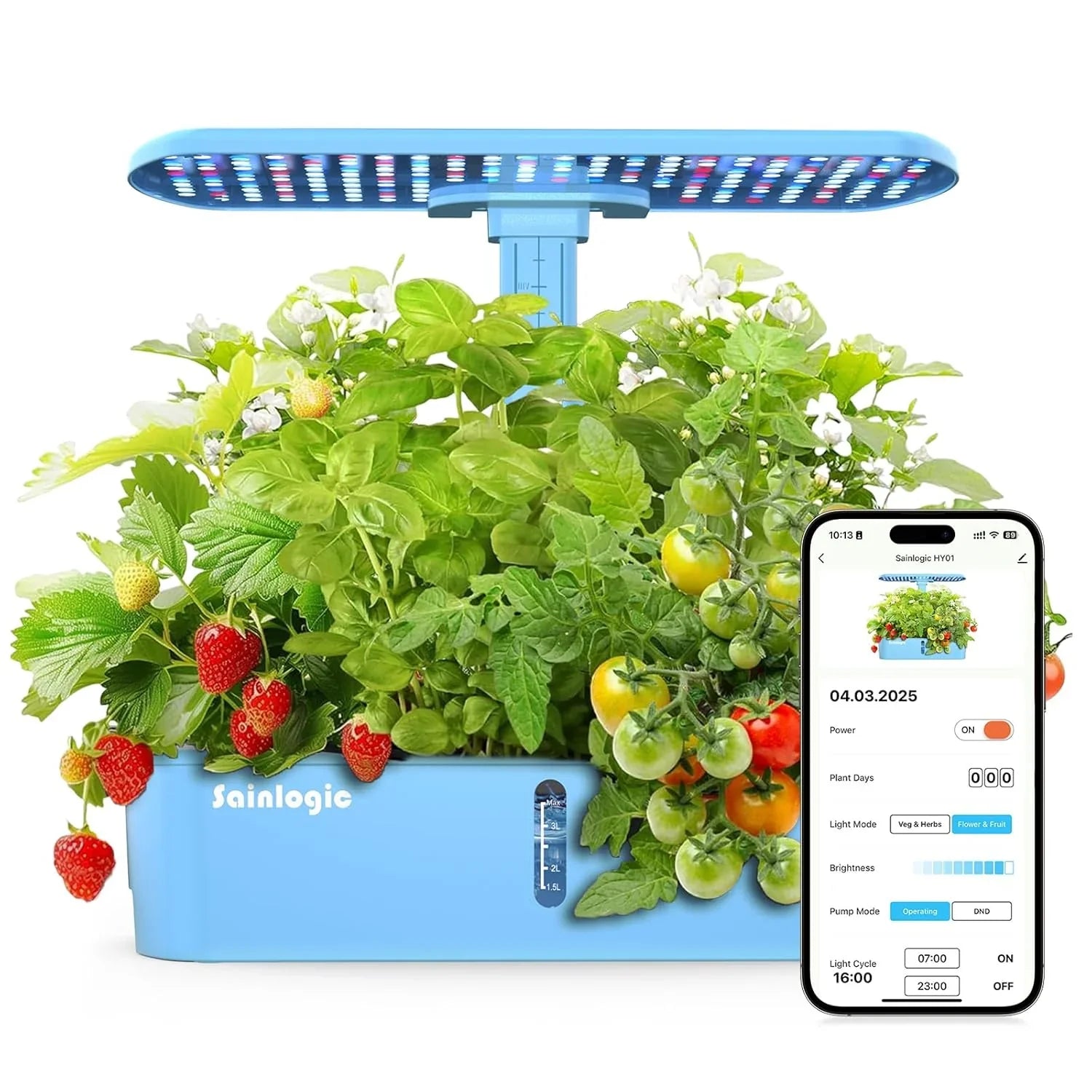 Kit de plantation hydroponique, 12 jardinières d'arrosage, jardin intérieur intelligent avec application et connexion Wi-Fi