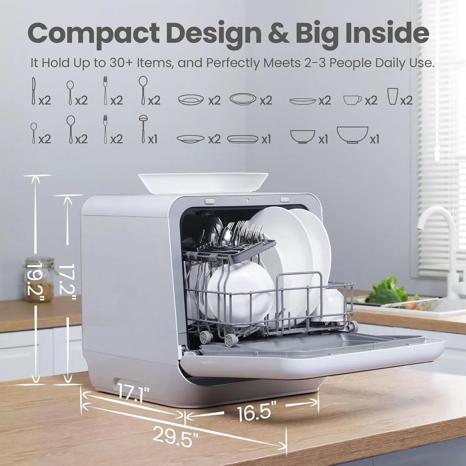 Lave-vaisselle portable de comptoir COMFEE avec réservoir d'eau intégré de 5 L