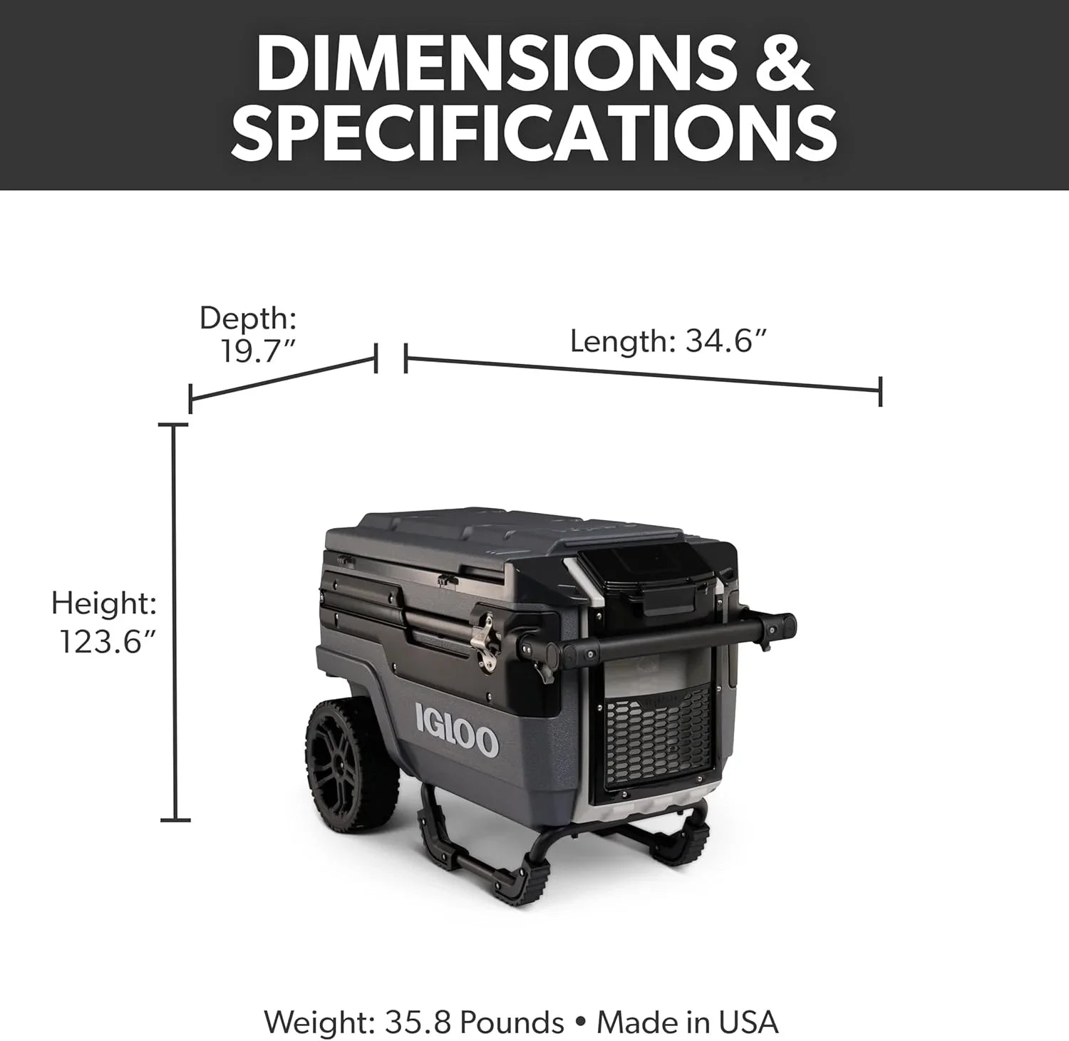 Glacière à roulettes de 70 pintes, glacière isotherme à coque rigide