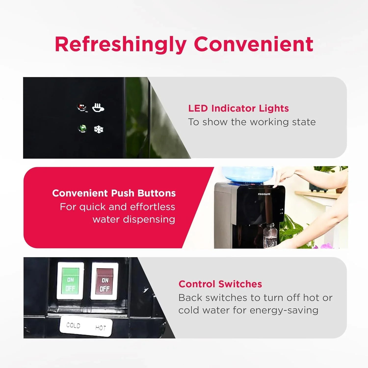 Distributeur d'eau et de glaçons Frigidaire à chargement par le haut - Eau chaude et froide - Verrouillage de sécurité pour enfants