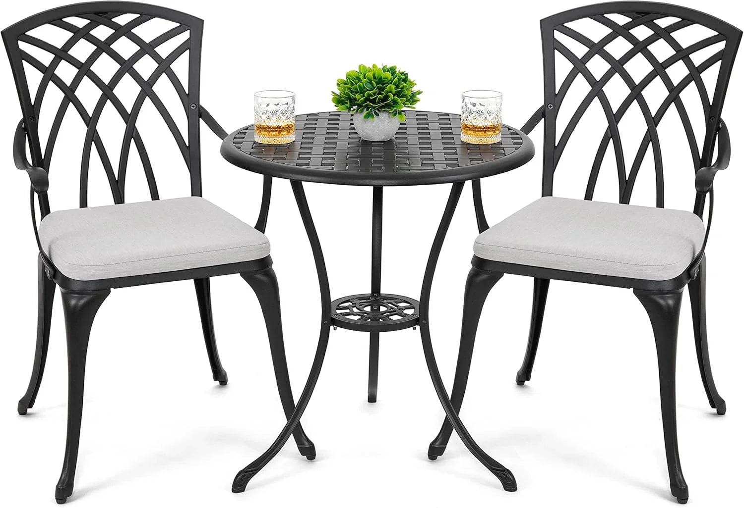 Ensemble bistro NUU GARDEN 3 pièces pour patio extérieur en aluminium moulé Ensemble table et chaises de patio