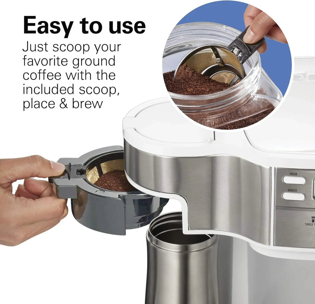 Cafetière filtre programmable Hamilton Beach 2 voies 12 tasses, dosette individuelle, cafetière en verre