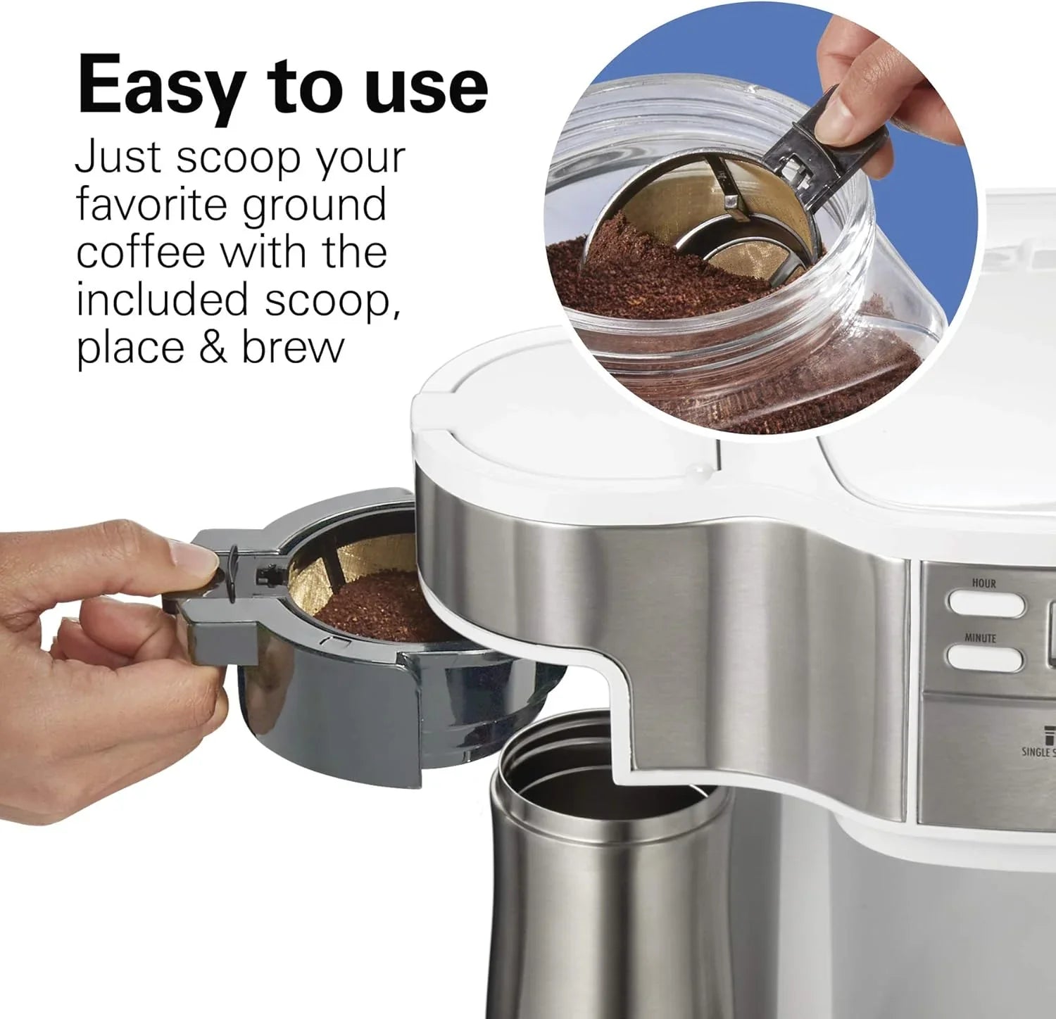 Cafetière filtre programmable Hamilton Beach 2 voies 12 tasses, dosette individuelle, cafetière en verre