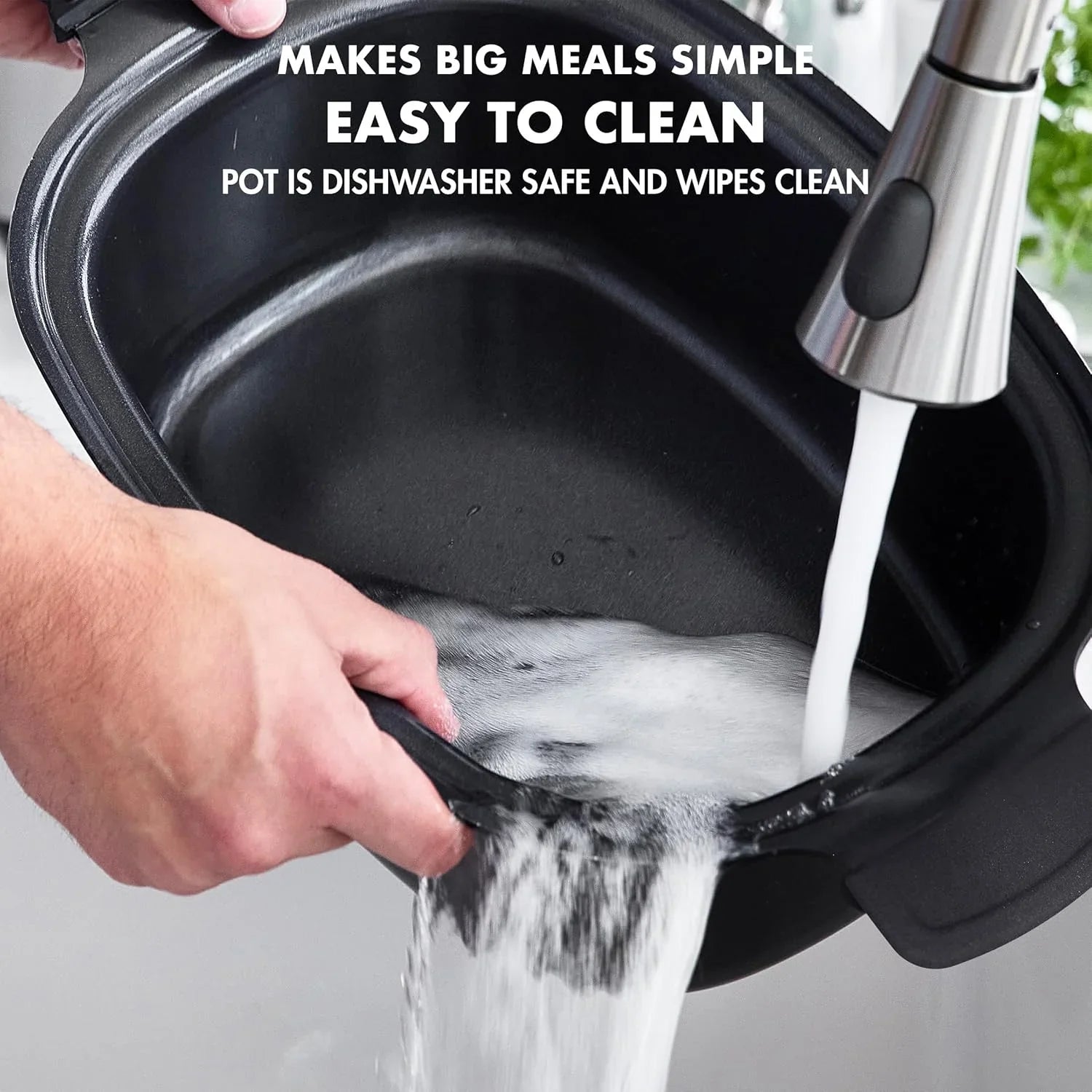 Mijoteuse électrique programmable 8 en 1 de 6 litres avec couvercle lavable au lave-vaisselle et base amovible