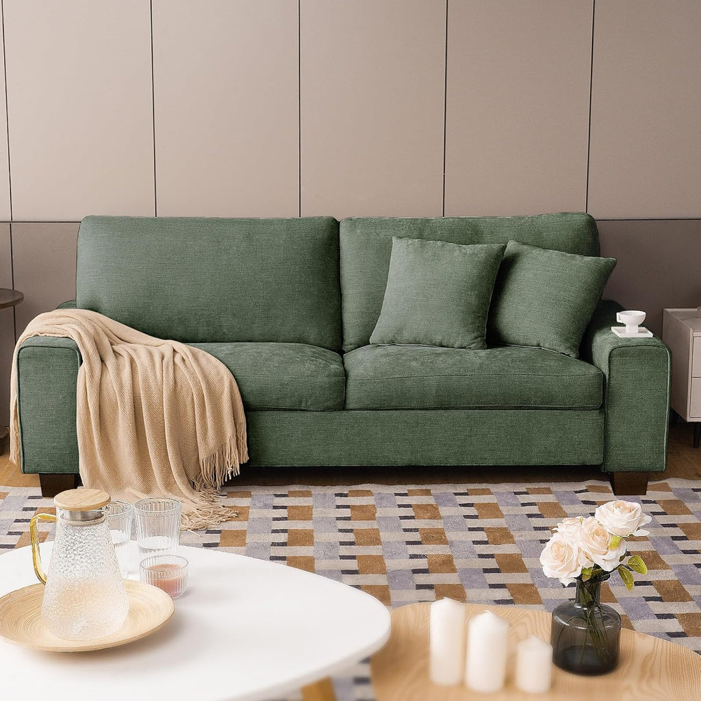 Canapé double de salon DOPEDIO, fauteuil en chenille, amovible, structure en bois massif