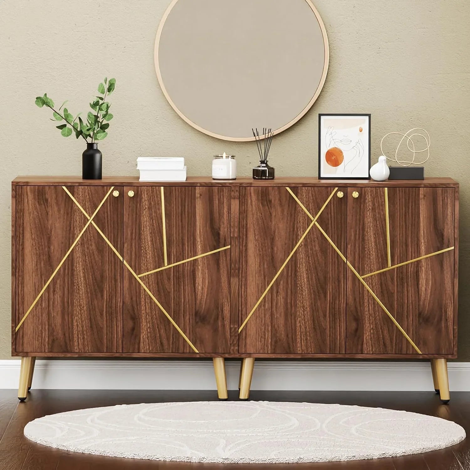 Meuble indépendant en bois noir pour salon, chambre, salle à manger et couloir