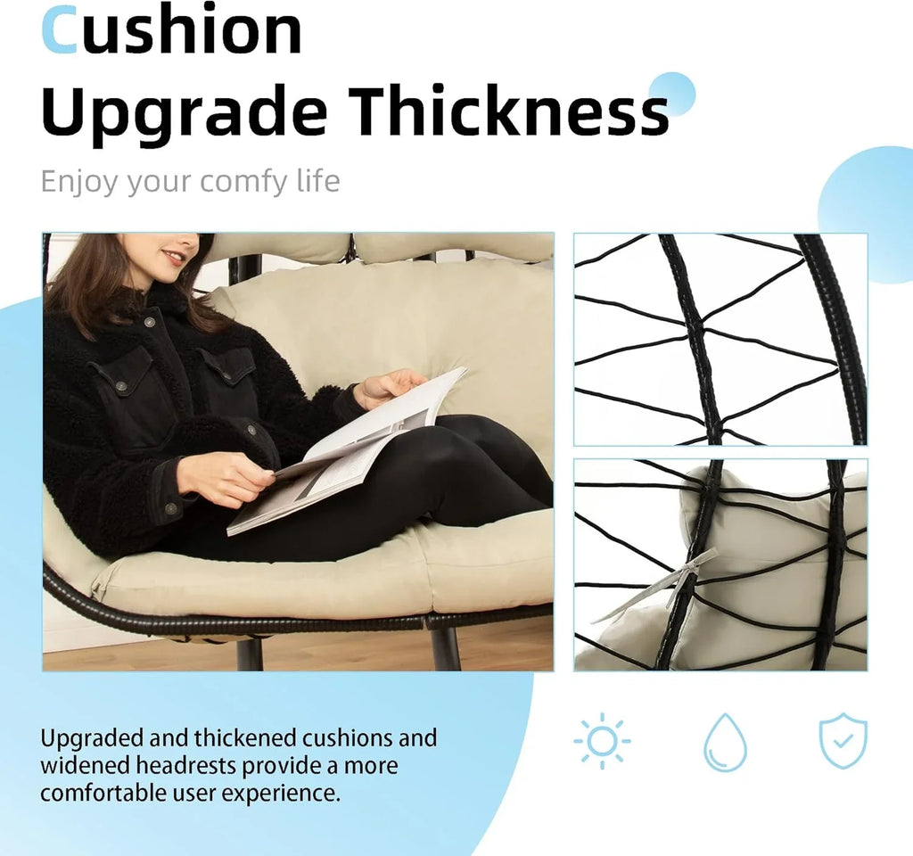 Chaise double œuf avec support hamac balançoire chaise pliable canapé suspendu amour