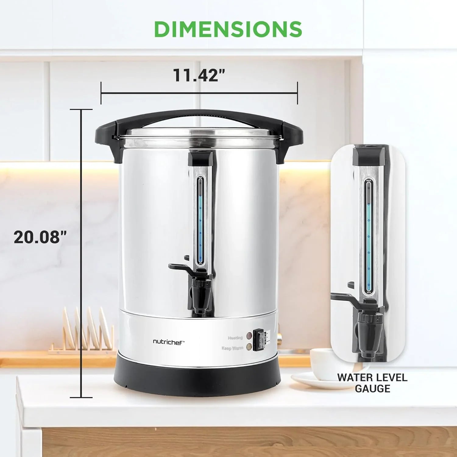 Chauffe-eau et distributeur d'eau chaude NutriChef, distributeur de boissons électrique 8 L