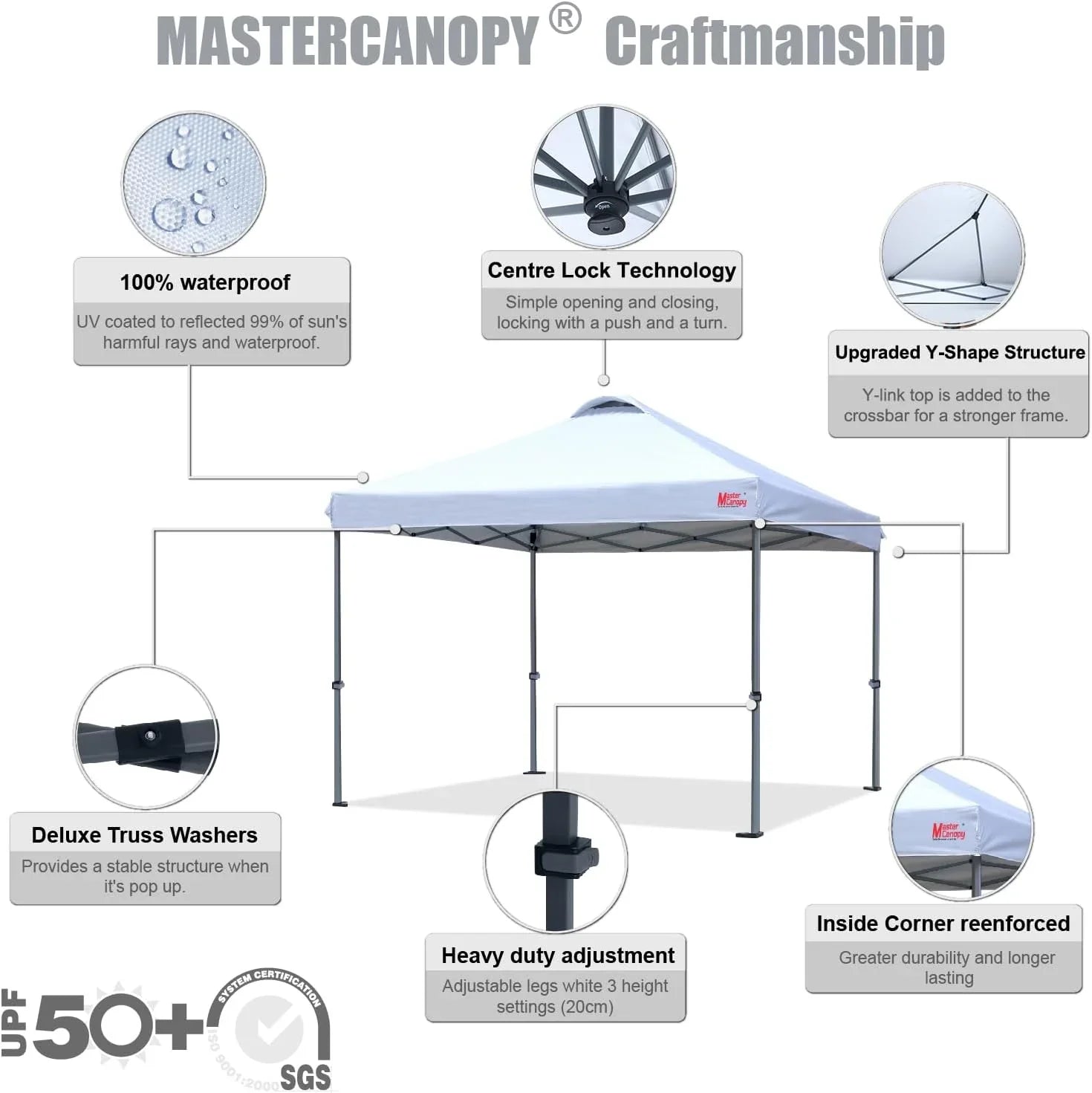 Tente pop-up robuste avec sac à roulettes (10 x 10, noir)