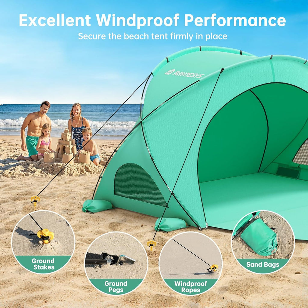 Parasol de plage, tente pare-soleil de plage avec protection UV UPF50+