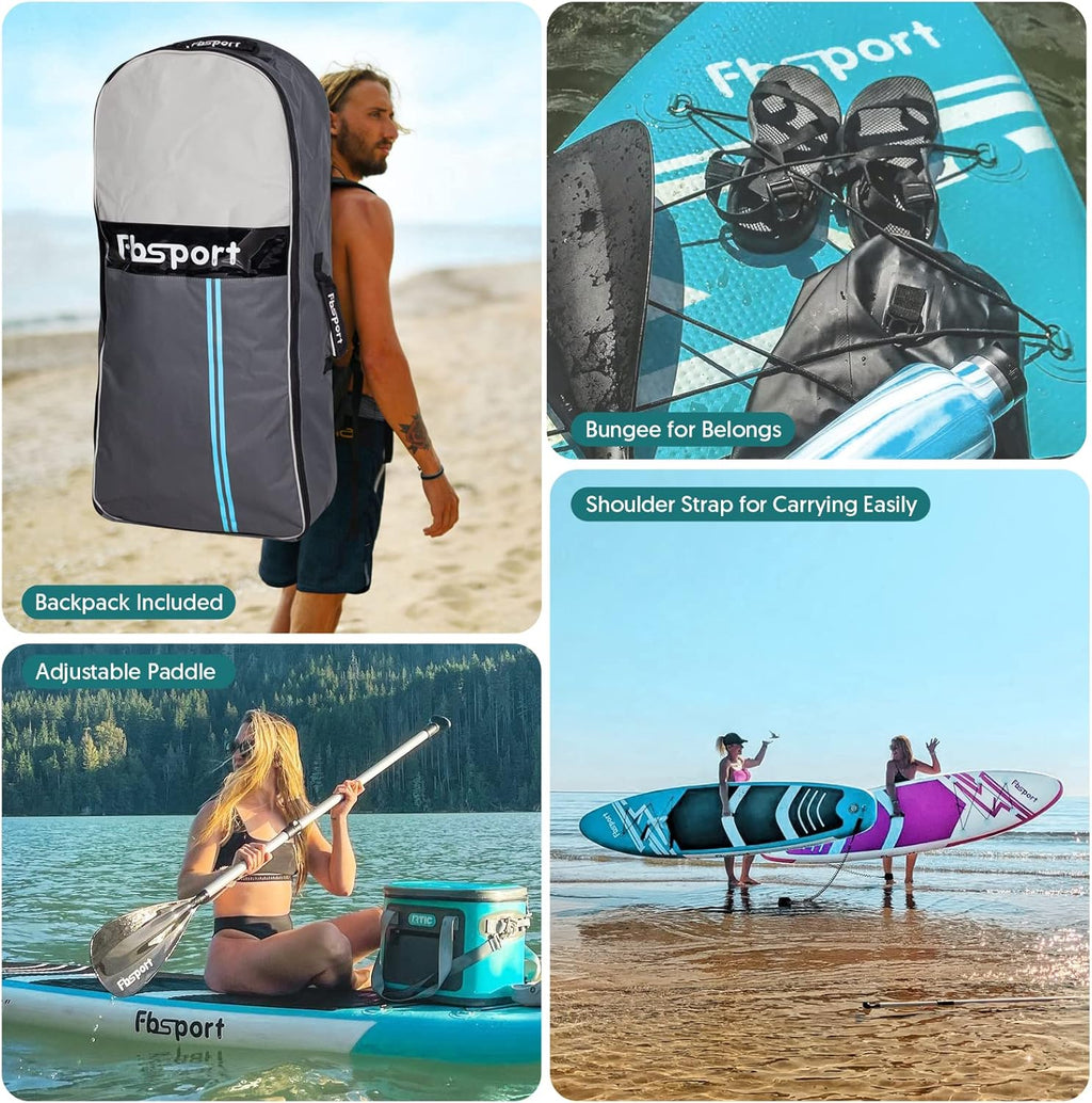 Planche de stand up paddle FBSPORT Premium 11', planche de yoga, contrôle du surf, pont antidérapant, attache, pagaie et pompe