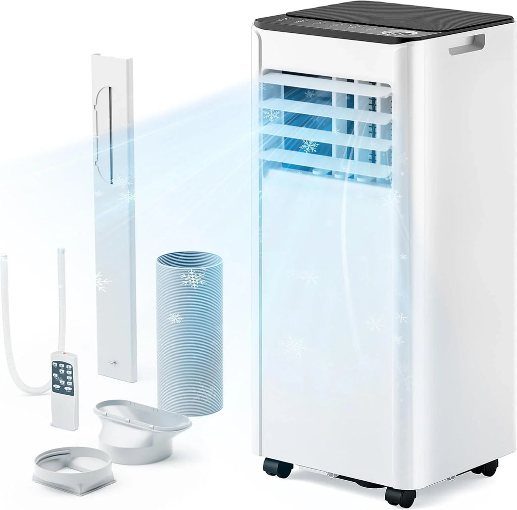 Climatiseur portatif EUHOMY 8 000 BTU, 4 en 1, couvre jusqu'à 350 pi², 4 modes, silencieux, avec télécommande, refroidissement, ventilateur, déshumidificateur