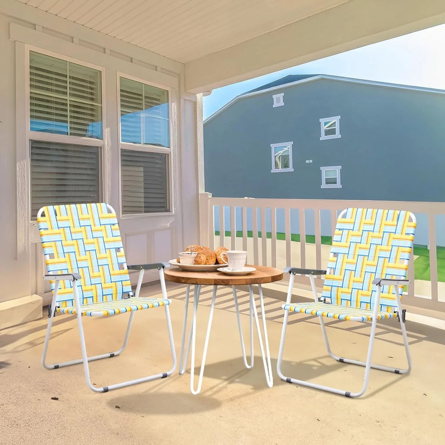 Lot de 2 chaises pliantes en toile pour patio VINGLI, chaise de plage portable pour extérieur, chaise de camping