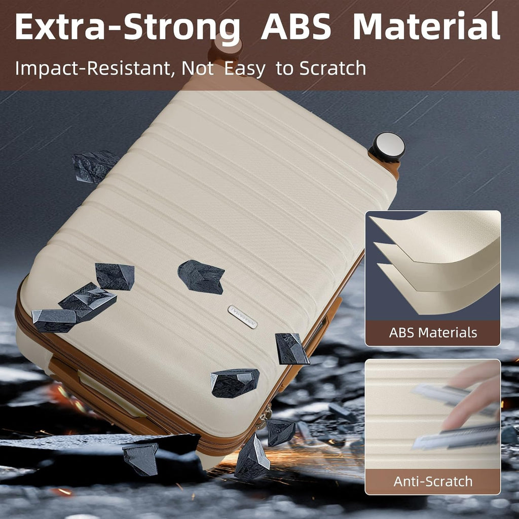 Ensemble de bagages 6 pièces, ensemble de valises rigides extensibles avec roulettes pivotantes, ensemble de bagages à roulettes légers