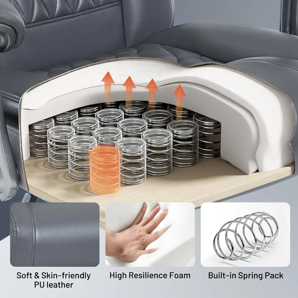 Fauteuil de bureau massant avec chauffage et repose-pieds Fauteuil de bureau ergonomique inclinable pour cadres