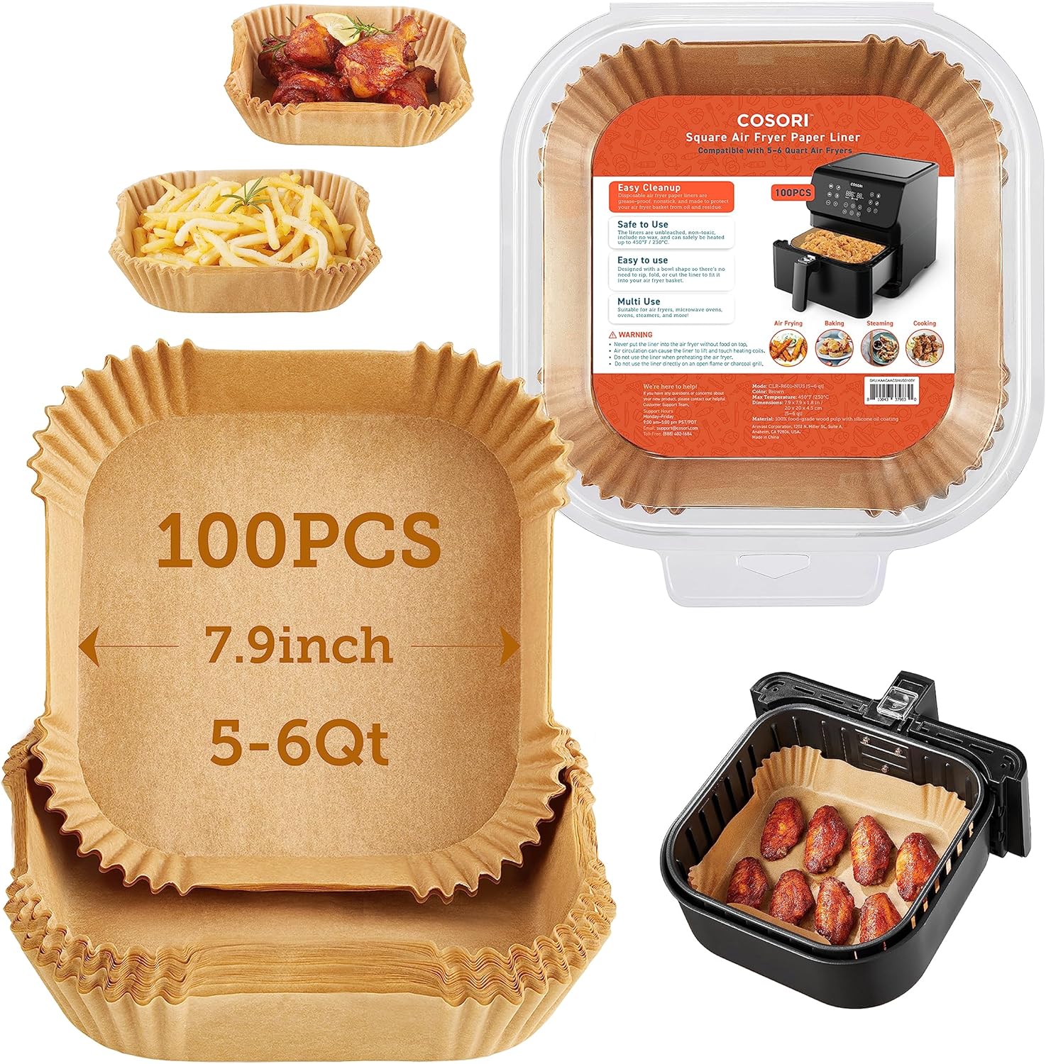 Friteuse à air 9 en 1 COSORI, compacte et grande capacité, 6 pintes, mode turbo rapide, chauffage précis de 90 à 450 °F