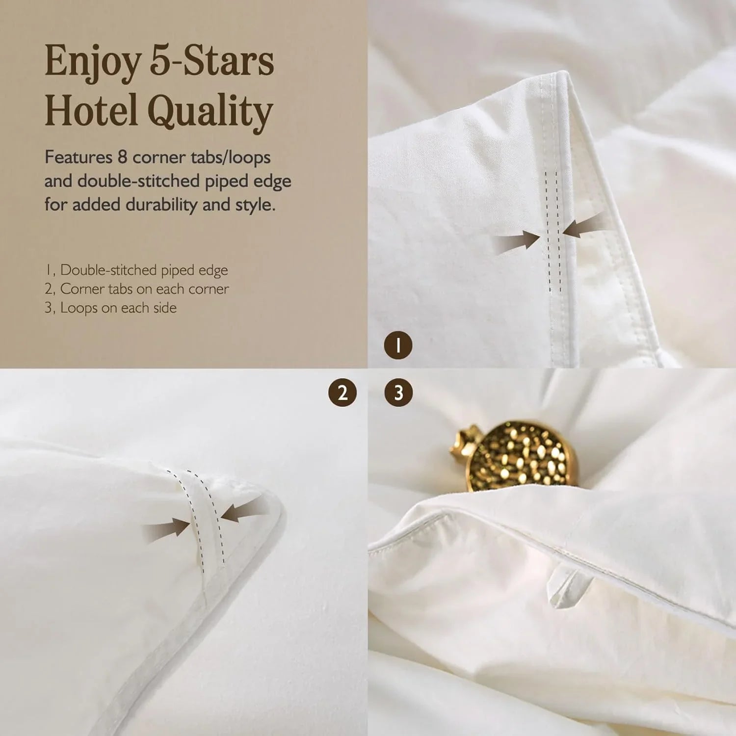 Couette en duvet biologique taille queen, noyau en duvet moelleux, housse 100 % coton, rembourrage en duvet moelleux