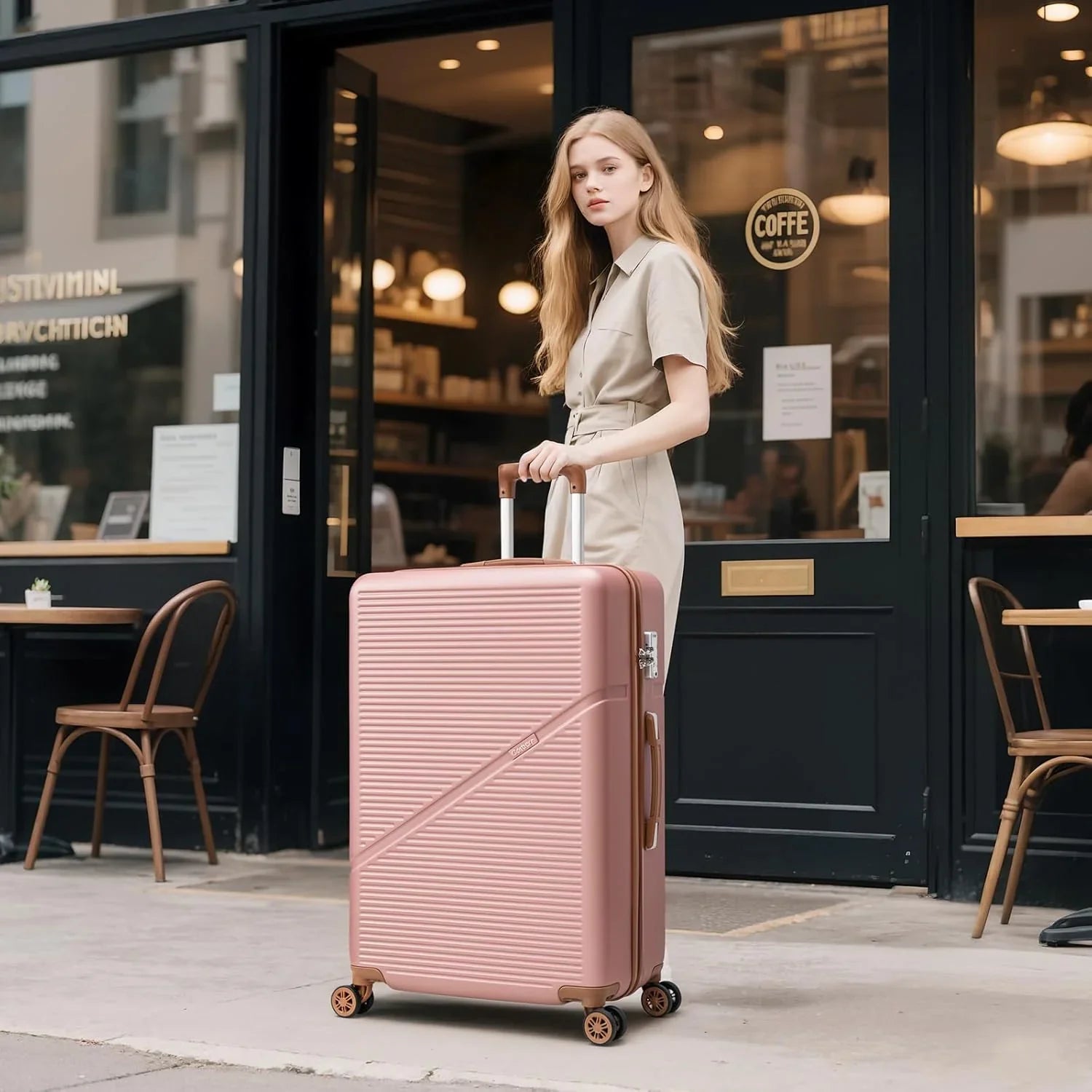 Ensemble de 5 valises à roulettes pivotantes, valises rigides en ABS avec serrure TSA, valise de voyage légère et étanche, unisexe, gris