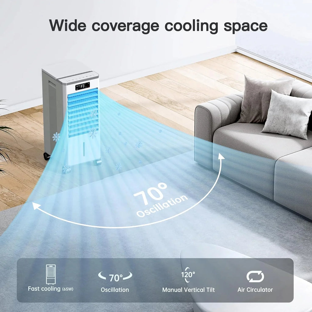 Climatiseur portatif sans fenêtre, refroidisseur d'air par évaporation, minuterie d'arrêt automatique intelligente de 12 heures