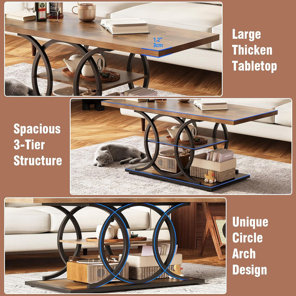 Table basse de style campagnard avec rangement GiftGo, style industriel