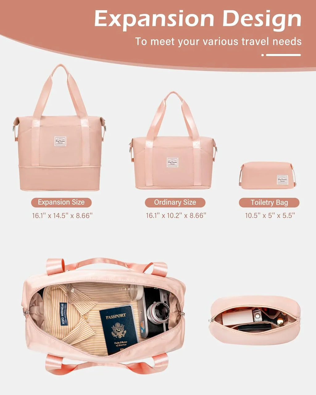 Ensemble de bagages LONG VACANCES 6 pièces : valise cabine rigide en ABS et PC, roulettes pivotantes et fermeture éclair YKK, cadenas TSA