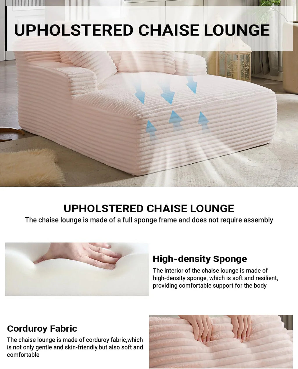 Fauteuil inclinable d'intérieur de 50 pouces, canapé-lit surdimensionné en velours côtelé, fauteuil de lecture à couchage profond, canapé nuage, canapé de salon