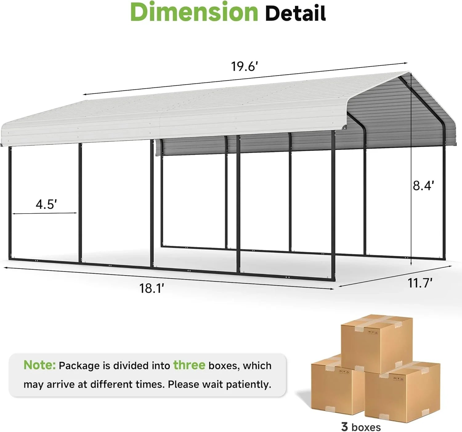 Abri d'auto en métal robuste de 10'x15', abri de garage extérieur avec cadre plus lourd