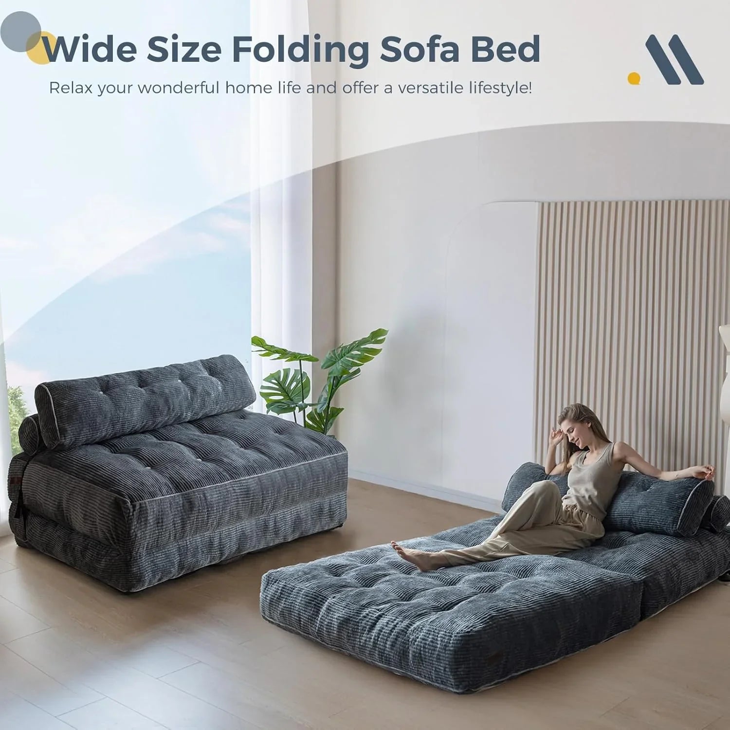 Canapé-lit pliant MAXYOYO, fauteuil convertible avec oreiller, matelas pliable avec support dorsal, fauteuil-lit pliant portable