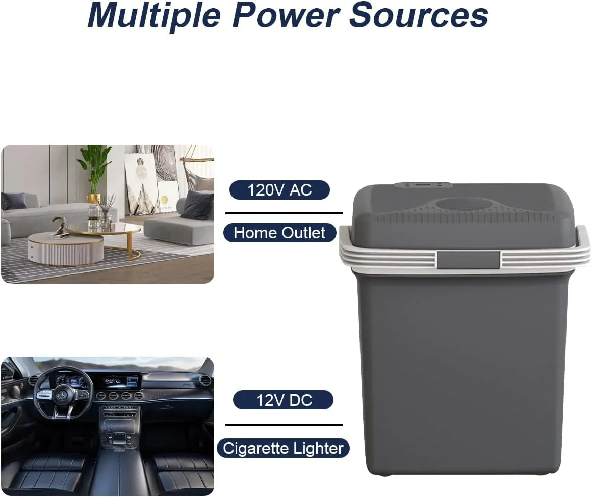 Glacière et chauffage électriques 28QT/26L, réfrigérateur de voiture portable (48℉~139℉), prise de glacière de voiture, glacière électrique de voiture AC/DC