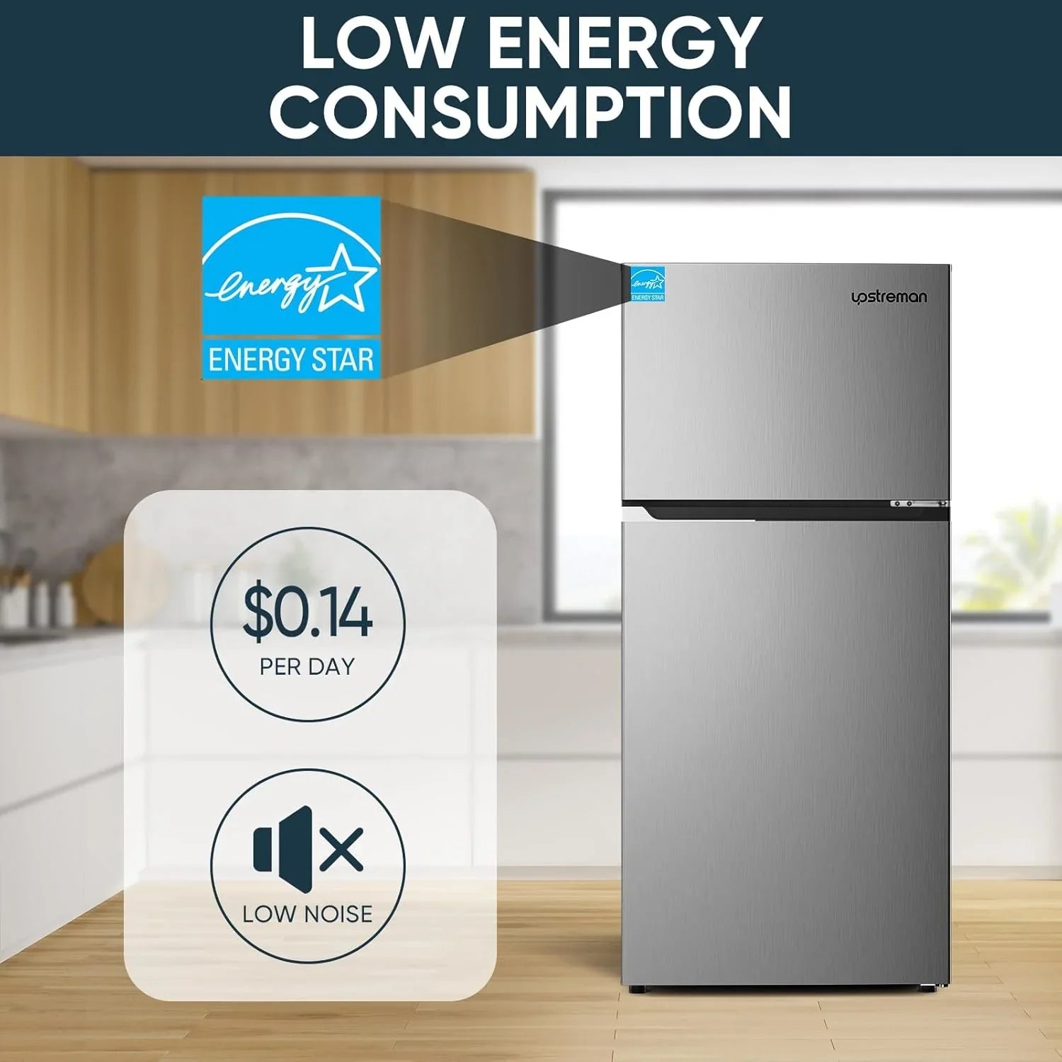 Réfrigérateur Upstreman de 7,7 pieds cubes avec congélateur, double porte,