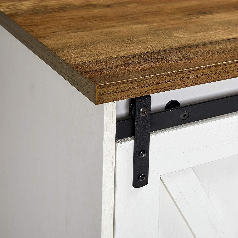 Meuble TV avec cheminée AMERLIFE et portes coulissantes style grange, compatible avec les téléviseurs jusqu'à 73 pouces, centre de divertissement avec cheminée de style ferme