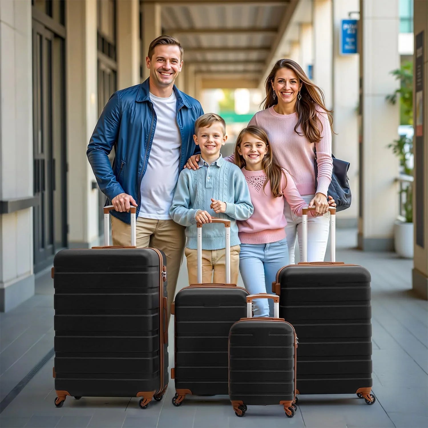 Ensemble de 3 valises rigides à roulettes légères avec serrure TSA