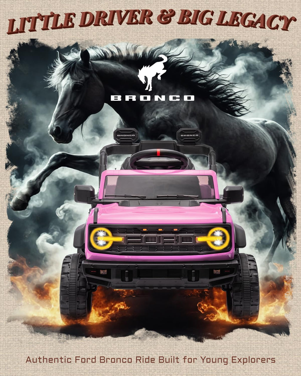 Camion rose pour enfants – Voiture électrique à piles