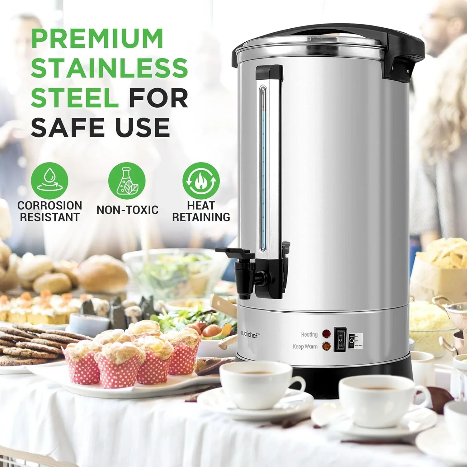 Chauffe-eau et distributeur d'eau chaude NutriChef, distributeur de boissons électrique 8 L