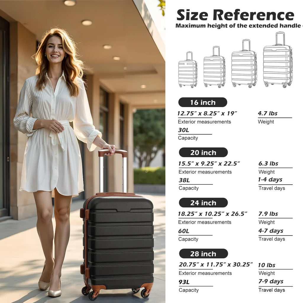 Ensemble de 3 valises Coolife, valises à roulettes rigides et légères avec serrure TSA