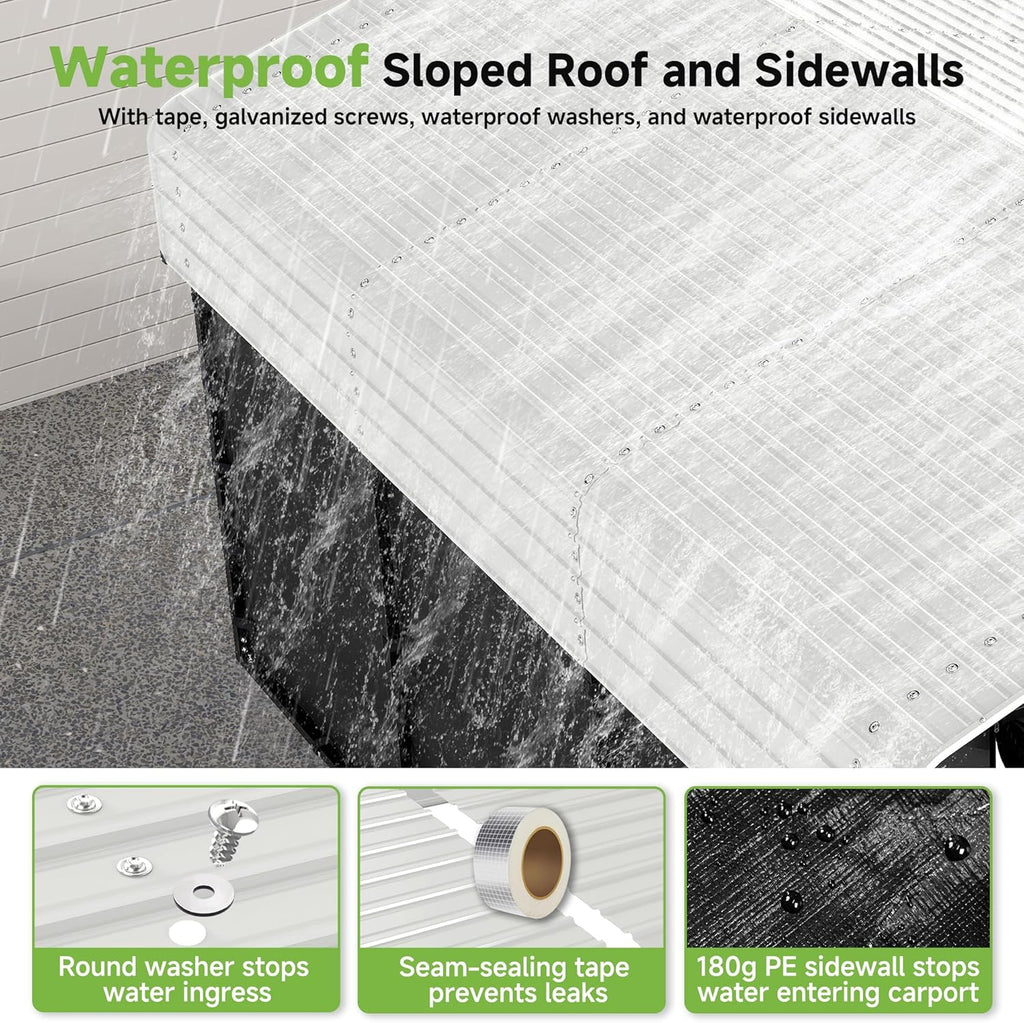 Abri d'auto en métal robuste de 10'x15', abri de garage extérieur avec cadre plus lourd