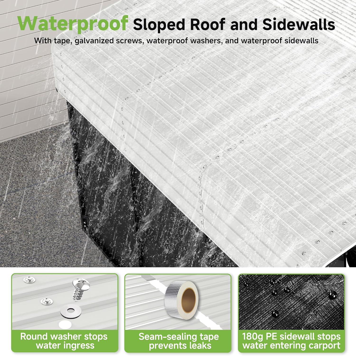 Abri d'auto en métal robuste de 10'x15', abri de garage extérieur avec cadre plus lourd