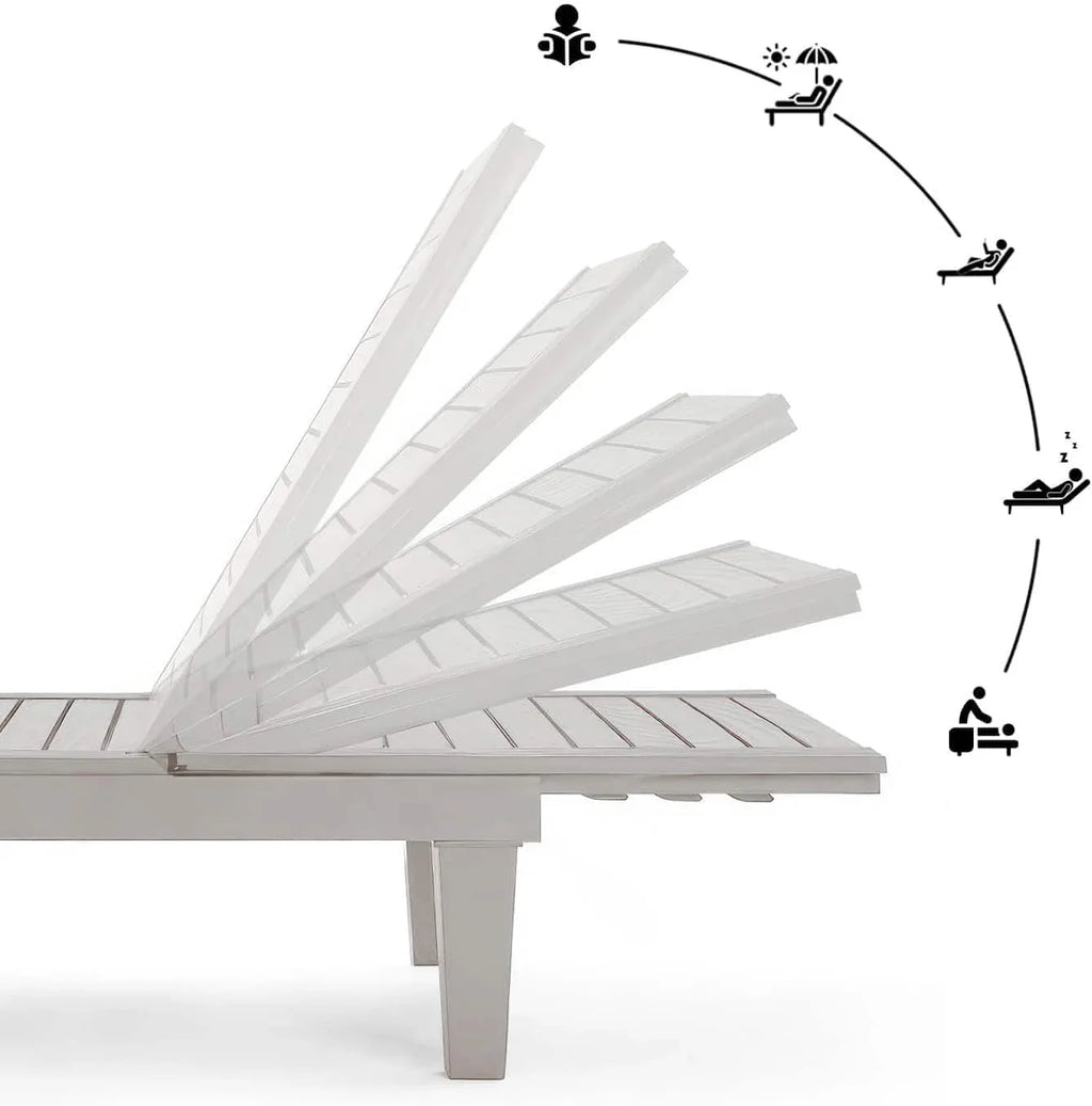 Chaises de patio - Ensemble de 2 chaises longues noires pour l'extérieur, chaise longue de jardin légère