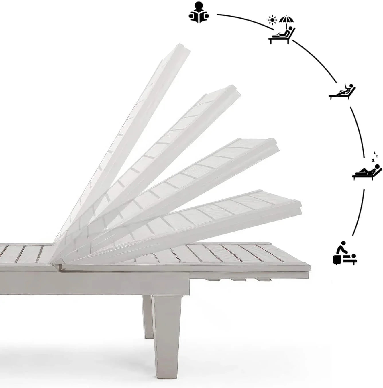 Chaises de patio - Ensemble de 2 chaises longues noires pour l'extérieur, chaise longue de jardin légère