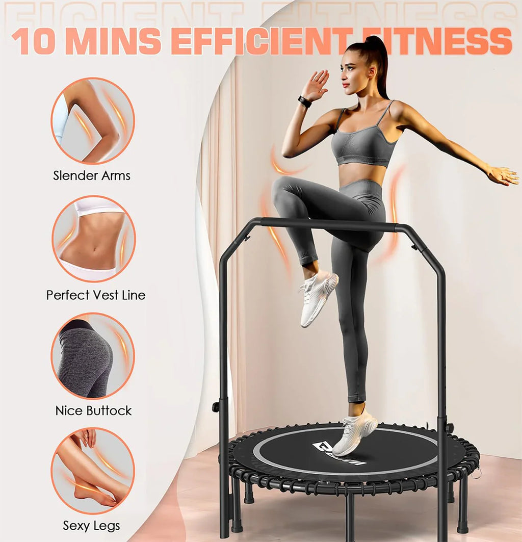 Mini-trampoline pliable BCAN 450/550 lb, trampoline de fitness 40"/48" stable et silencieux