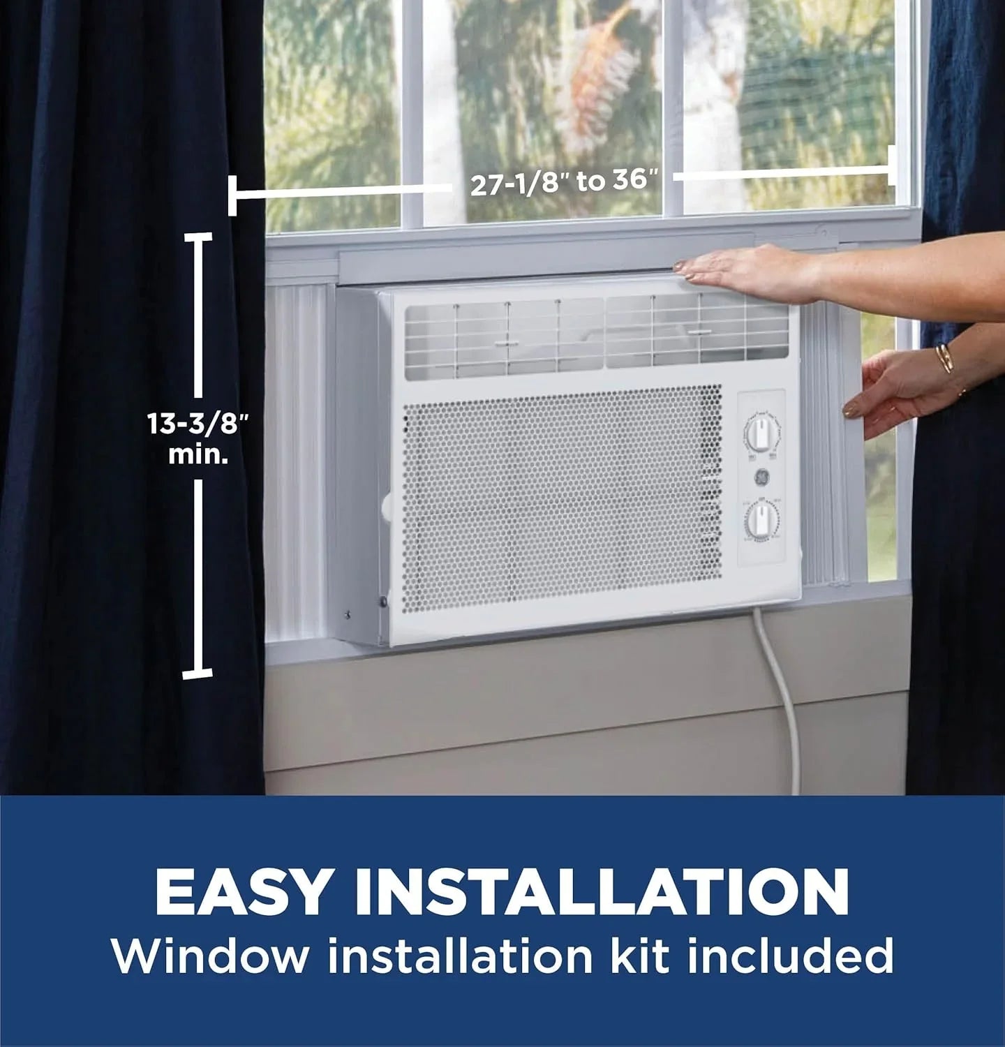 Climatiseur de fenêtre GE, 6 000 BTU, pour petites pièces jusqu'à 250 pieds carrés, avec ventilateur réglable et réglages de refroidissement