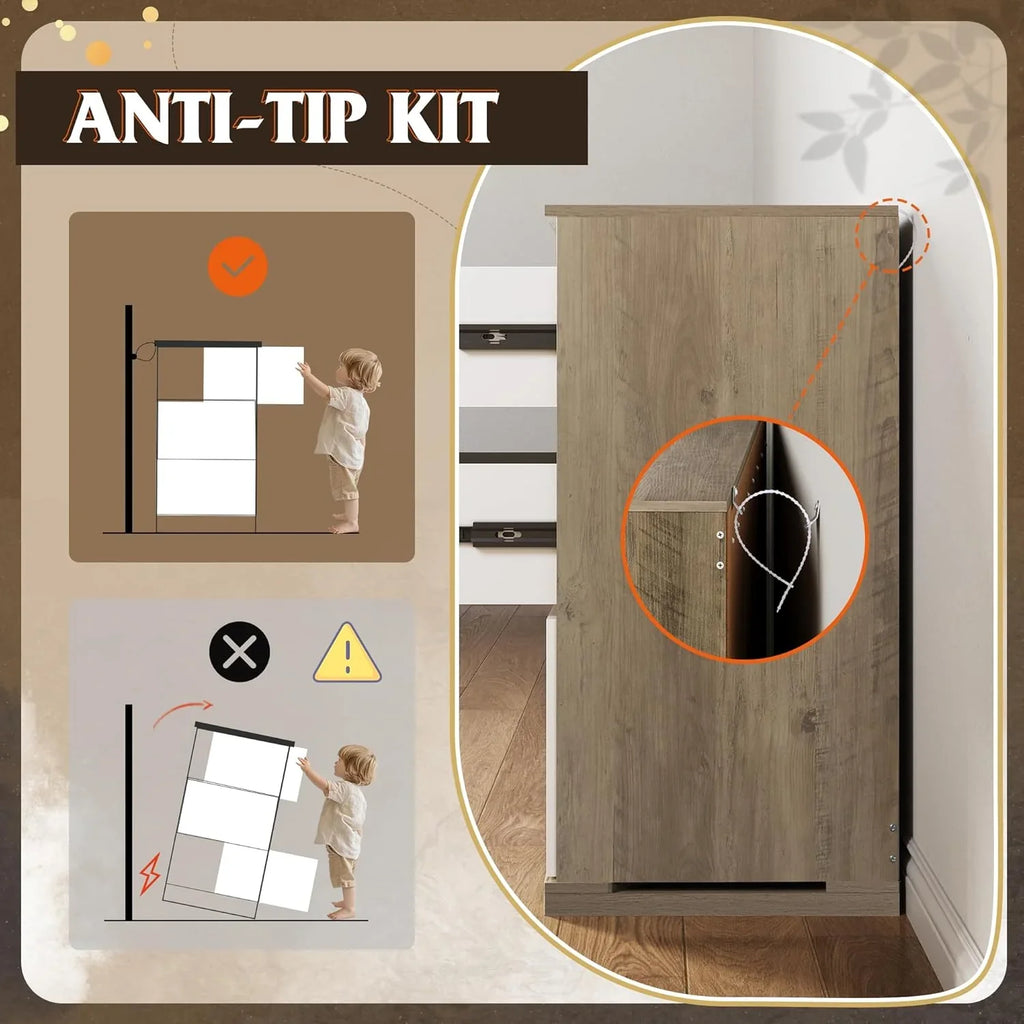 Commode LED à 9 tiroirs pour chambre à coucher, 148 cm de large, organiseur de rangement en bois avec prise électrique